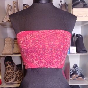 City Streets Red Paisley Strapless Tube Top Size Xs